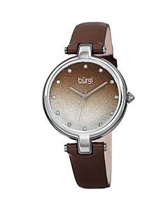 Women's Leather Brown Glitter Dial