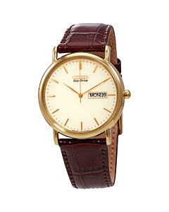 Women's Leather Champagne Dial Watch