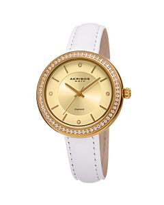 Women's Leather Gold Tone Dial