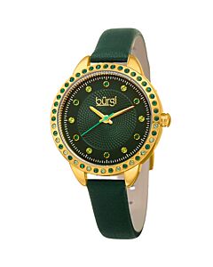 Women's Leather Green Dial Watch