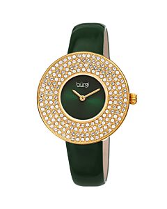 Women's Leather Green Dial Watch