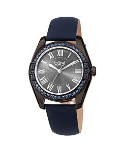 Women's Leather with Colored Edges Gunmetal Grey Dial