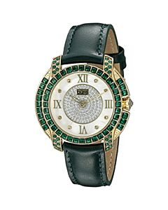 Women's Leather Mother of Pearl (Crystal-set) Dial Watch