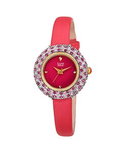 Women's Leather Pink Dial Watch