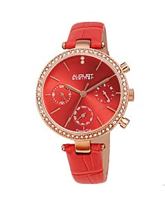 Women's Leather Red Dial Watch