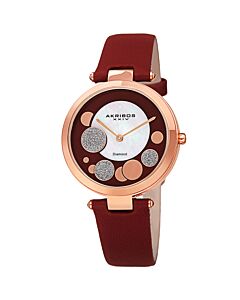 Women's Genuine Leather Red Dial