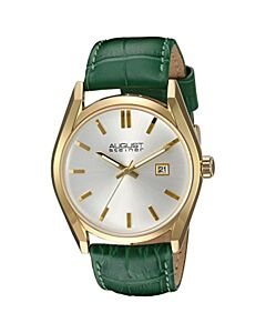 Women's Green Leather Silver Dial