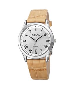 Women's Leather Silver Dial Watch