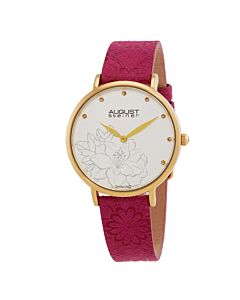 Women's Leather Silver (Flower Print) Dial Watch