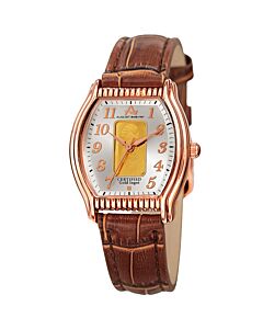 Women's Leather Silver (Gold Bar) Dial Watch