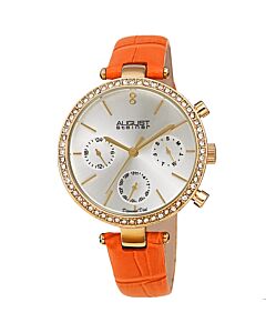 Women's Leather Silver-tone Dial Watch