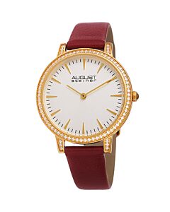 Women's Leather White Dial Watch