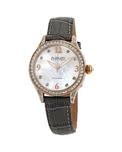 Women's Leather White Mother of Pearl Dial Watch