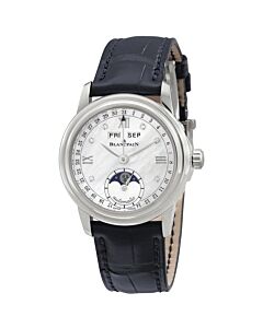 Women's Leman Moonphase & Complete Calendar Leather White Mother of Pearl Dial