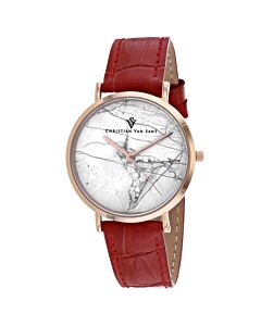 Women's Lotus Leather White (Marble) Dial Watch