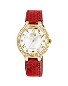 Women's Lugano Genuine Leather Mother of Pearl Dial Watch