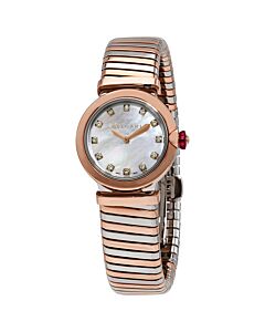 Women's LVCEA Tubogas Stainless Steel and 18kt Rose Gold White Mother of Pearl Dial Watch