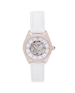 Women's Magnolia Genuine Leather White Dial Watch