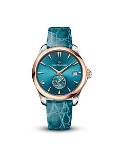 Women's Manero Autodate Alligator Leather Petrol blue with gold dust Dial Watch