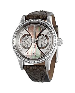 Women's Manero Chronograph (Python) Leather Black Mother of Pearl Dial Watch
