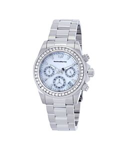 Women's Manta Chronograph Stainless Steel White Mother of Pearl Dial Watch