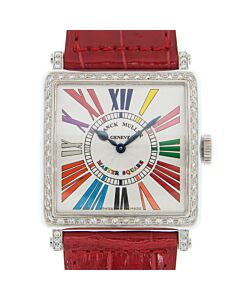 Women's Master Square Leather White Dial Watch