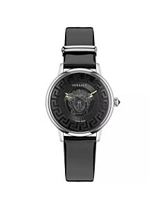 Women's Medusa Alchemy Leather Black Dial Watch