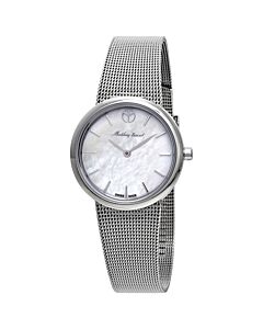 Women's Milly Stainless Steel Mesh Mother of Pearl Dial