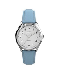 Women's Modern Easy Reader Leather White Dial Watch