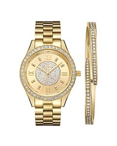 Women's Mondrian Jewelry Set Stainless Steel Gold-tone Dial Watch