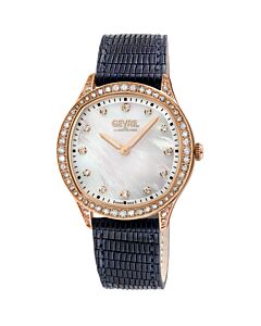 Women's Morcote Genuine Leather Mother of Pearl Dial Watch