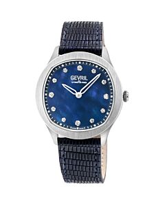Women's Morcote Leather Blue Mother of Pearl Dial Watch