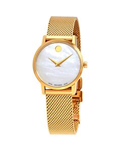 Women's Museum Classic Stainless Steel Mesh Mother of Pearl Dial Watch