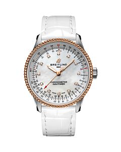 Women's Navitimer Crocodile Leather Mother of Pearl Dial Watch