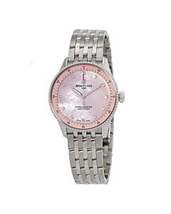 Women's Navitimer Stainless Steel Pink Mother of Pearl Dial Watch