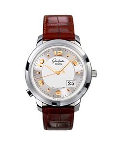 Women's PanoMaticCentral XL Crocodile Leather Silver Dial Watch