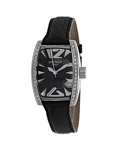 Women's Panorama Leather Black Dial Watch