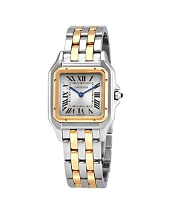 Women's Panthere Stainless Steel and 18kt Yellow Gold Silver Dial Watch