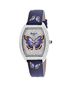 Women's Papillon Leather Silver-tone Dial Watch