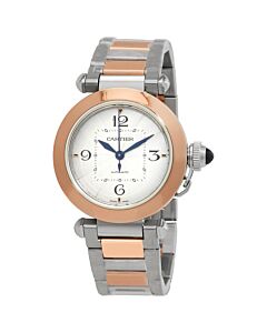 Women's Pasha De Cartier 18kt Rose Gold and Stainless Steel Silver-tone Dial Watch