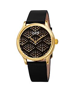 Women's Pebble Style Leather Black (Crystal-set) Dial Watch