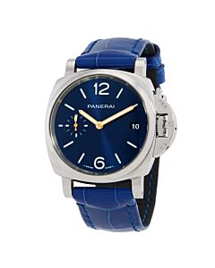 Women's Piccolo Due Leather Blue Sun-brushed Dial Watch