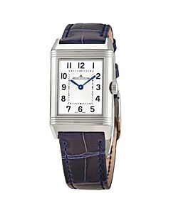 Women's Reverso Classic Medium Duetto (Alligator) Leather Reversible Reverso (Silver and Black) Dial Watch