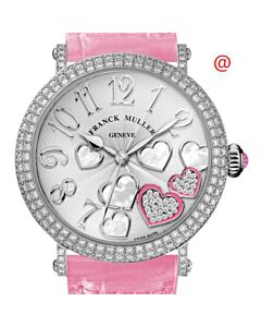 Women's Round Heart Leather Silver-tone Dial Watch