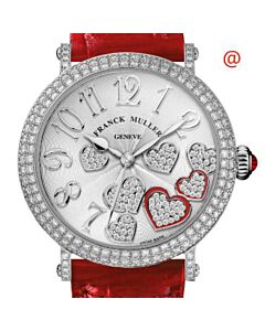 Women's Round Heart Leather Silver-tone Dial Watch