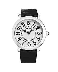 Womens-Round-Leather-Silver-tone-Dial-Watch