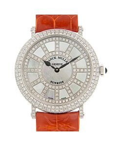 Women's Round Leather White Dial Watch