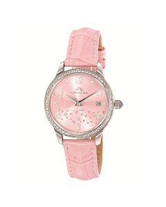 Women's Ruby Genuine Leather Pink Dial Watch