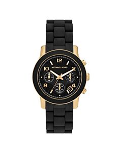 Women's Runway Chronograph Silicone Black Dial Watch