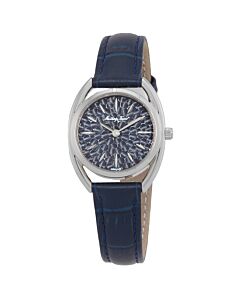 Women's Saphira Genuine Leather Blue Dial Watch